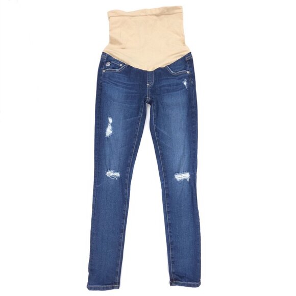 ADRIANO GOLDSCHMIED Secret Belly Maternity Skinny Jeans Distressed Dark Wash 26 - Picture 1 of 7